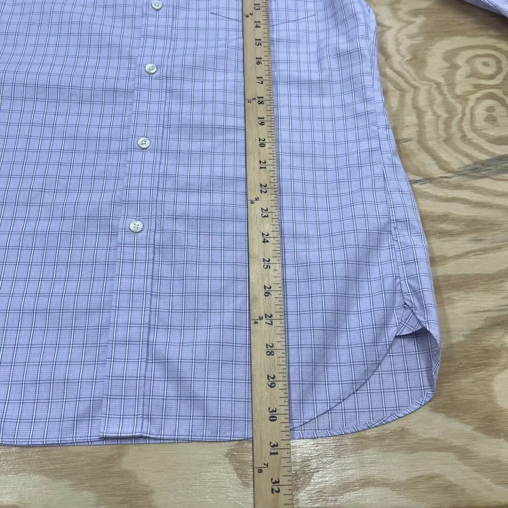 J. Crew Thompson Shirtings Wrinkle Free Purple White Plaid Check Size M 15 15.5